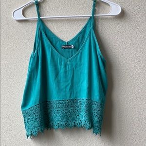 Earthbound Teal Spaghetti Strap Cropped Tank